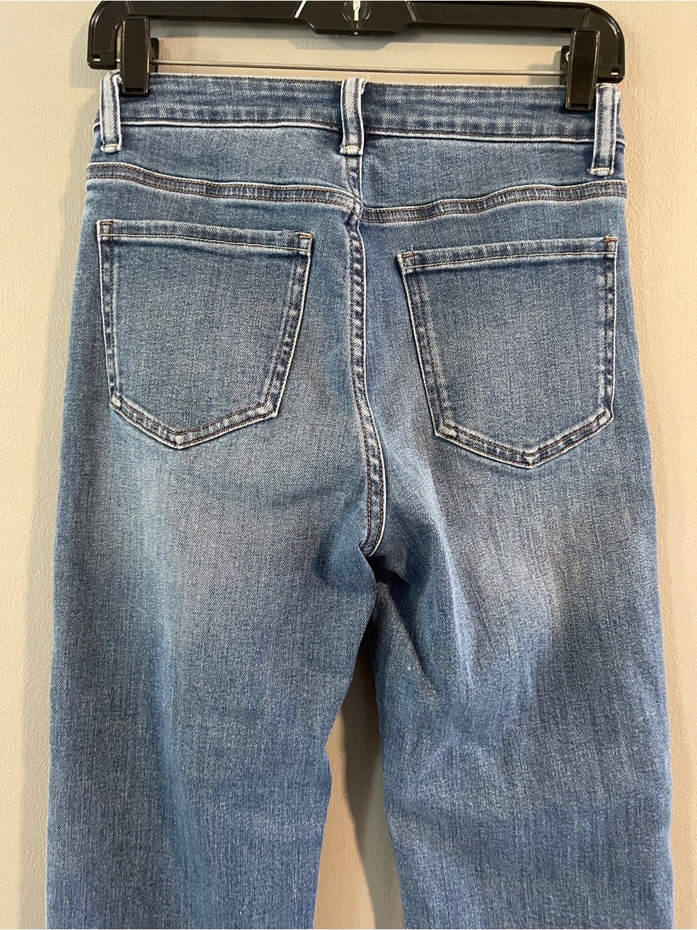 Quince Bella Stretch Straight Jeans Twilight Blue Fray Size 26 - Picture 13 of 15